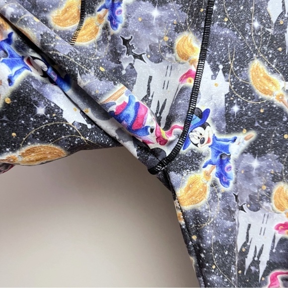 Rainbow Rules Watercolor Halloween Mickey and Minnie Magic Broomstick Leggings - Picture 6 of 9